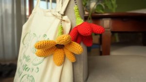 Customizable Crochet Flower Keychain For Bags And Keys