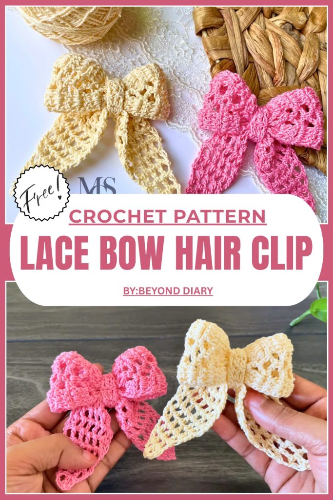 Cute Crochet Lace Bow Hair Clip Pattern For A Sweet Hair Upgrade ...