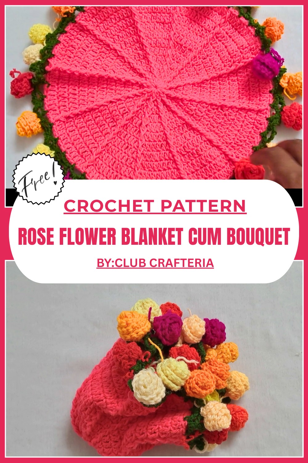Crochet Rose Flower Blanket Cum Bouquet