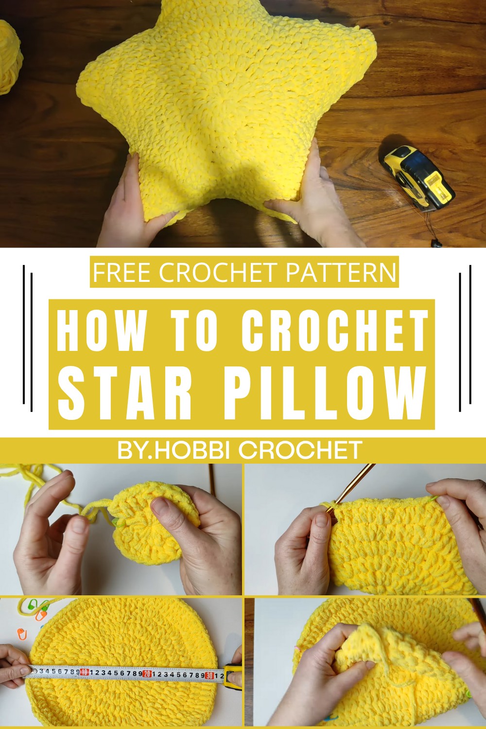 Crochet Star Pillow Easy Step by Step Tutorial