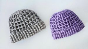 Easy Crochet Hat With Waffle Pattern 1
