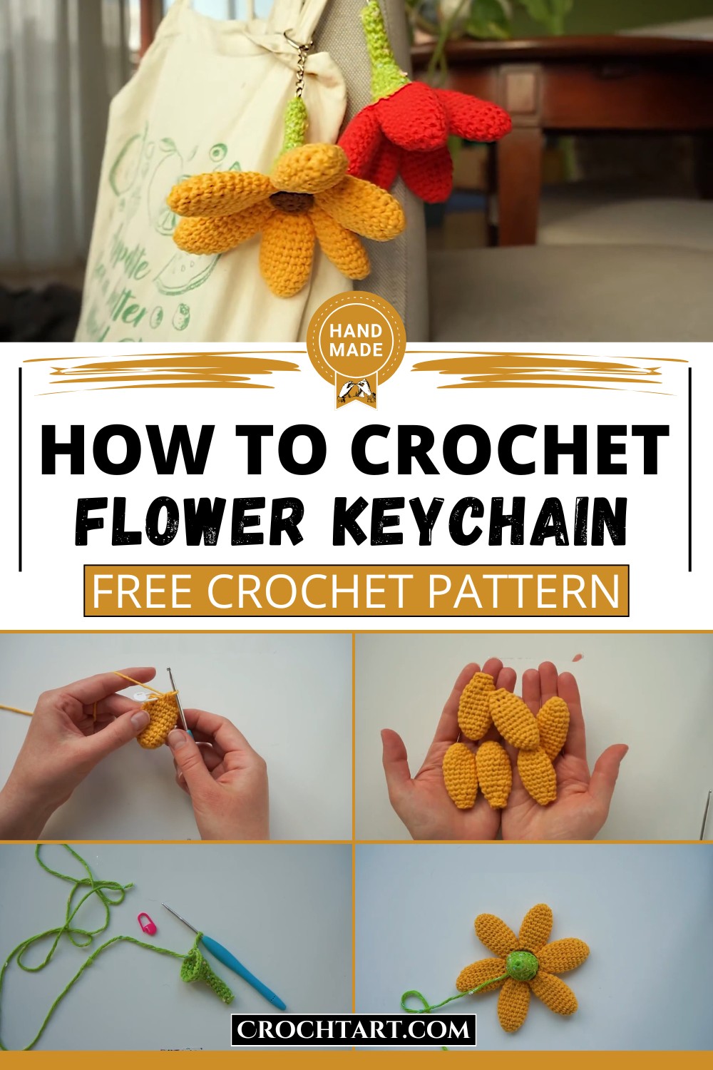 How to Crochet a Flower Keychain