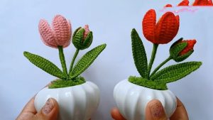 Lightweight Crochet Mini Tulipan For Decorative Use