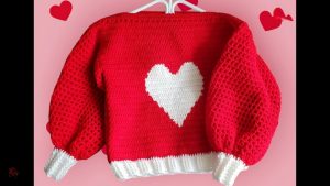 Soft-Textured Crochet Heart Sweater For Casual Looks