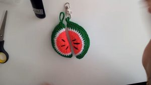 Eye-Catching Crochet Watermelon Keychain To Brighten Your Day