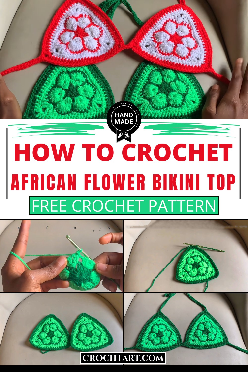 Crochet African Flower Bikini Top