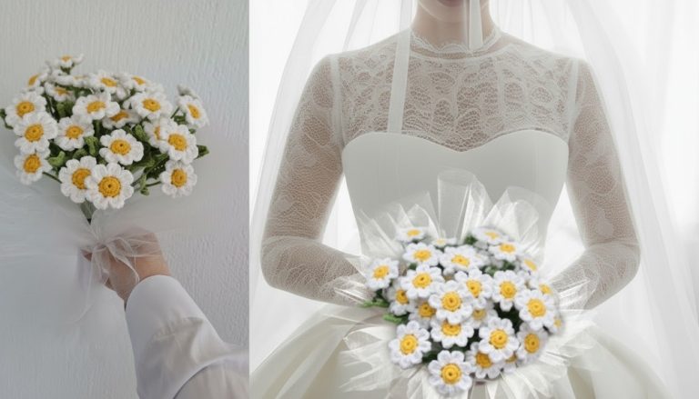 Crochet Daisy Bridal Bouquet 1