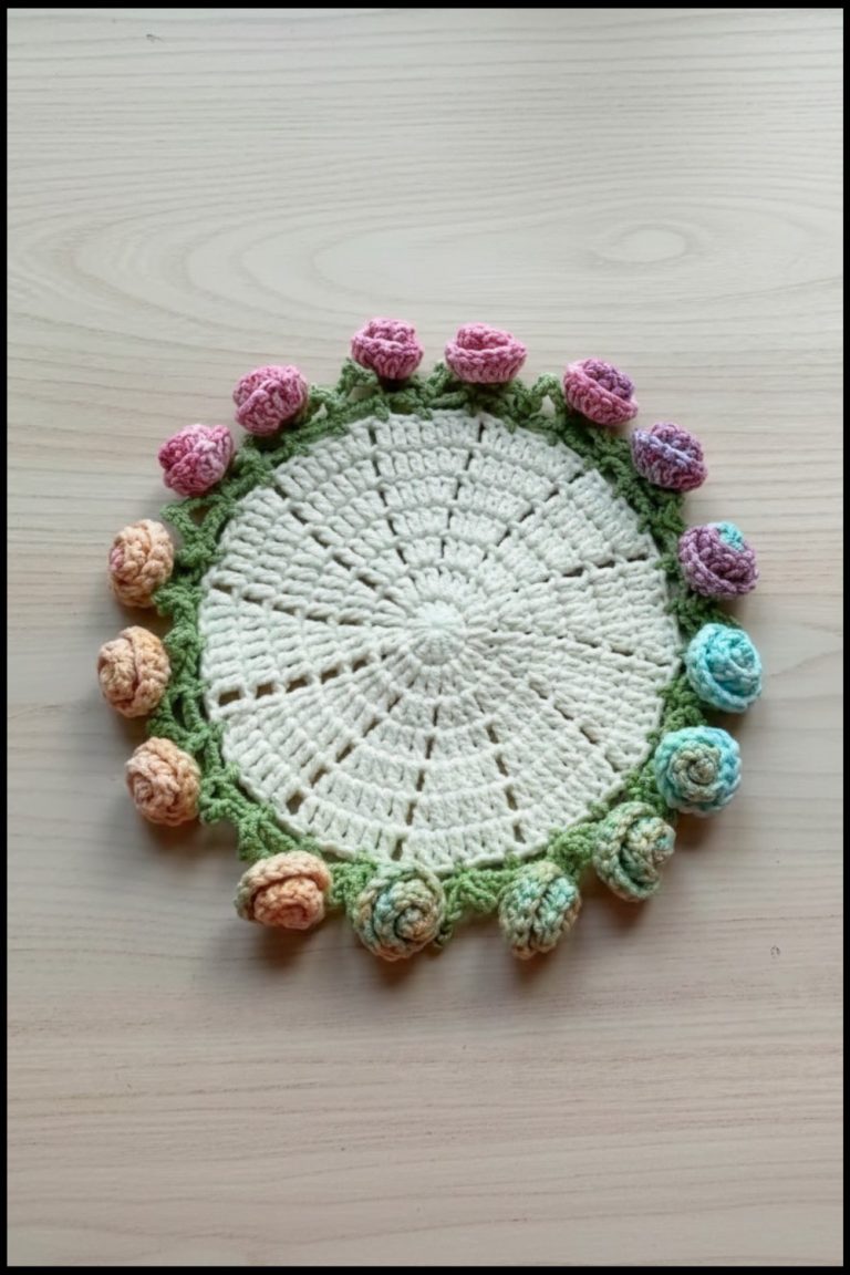 Crochet Mini Rose Coaster Tutorial 10