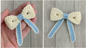 Sweet Crochet Granny Bow To Decorate Gift Wraps
