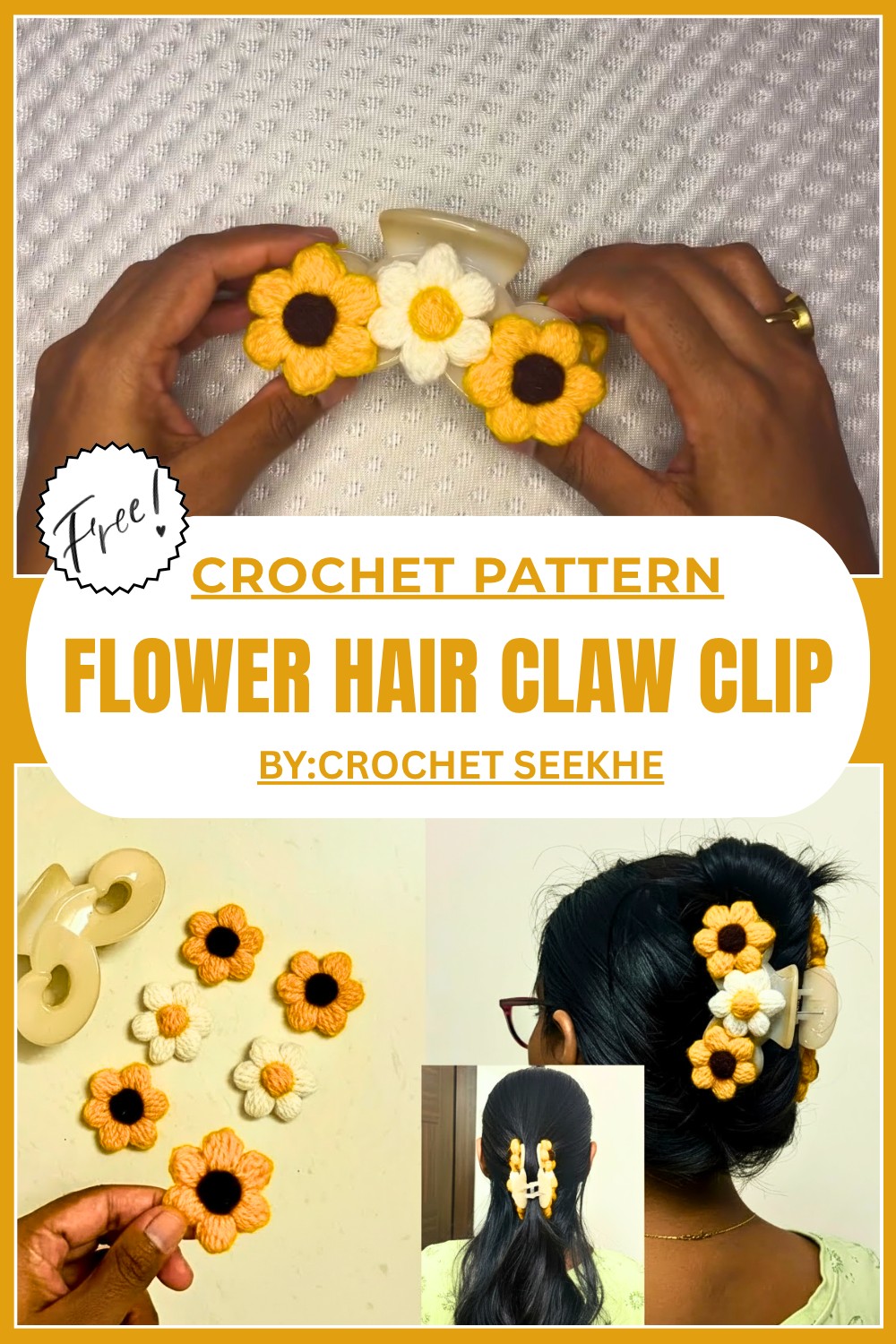 Crochet Flower Hair Claw Clip
