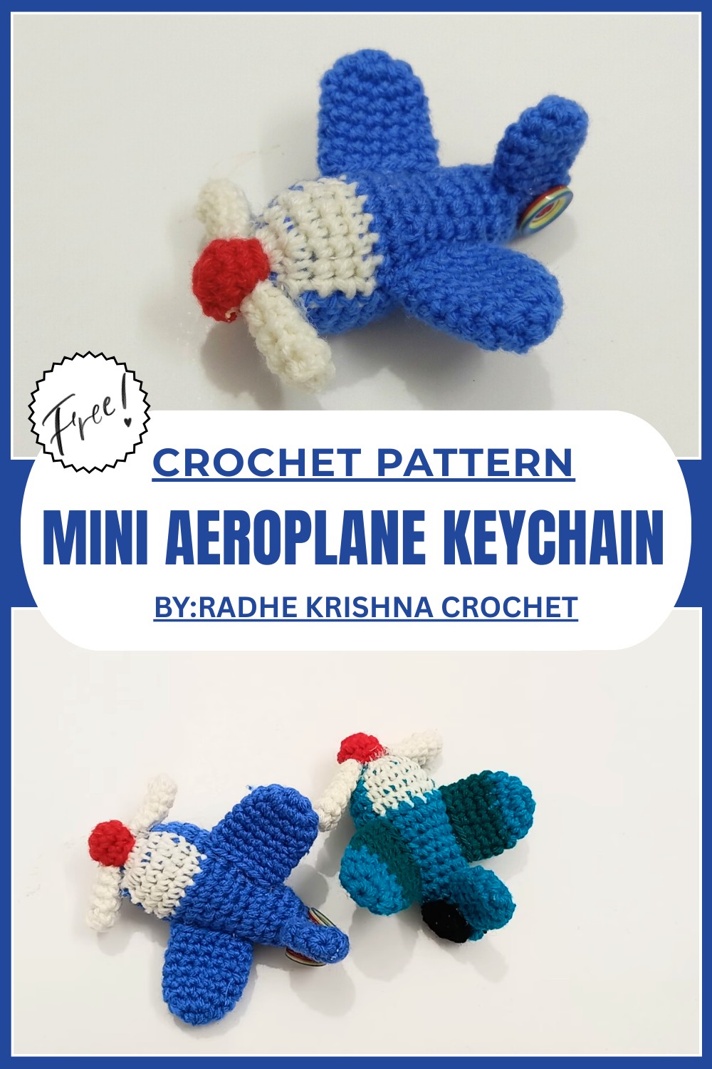 Crochet Mini Aeroplane Keychain
