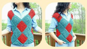 Crochet Plaid Vest 1