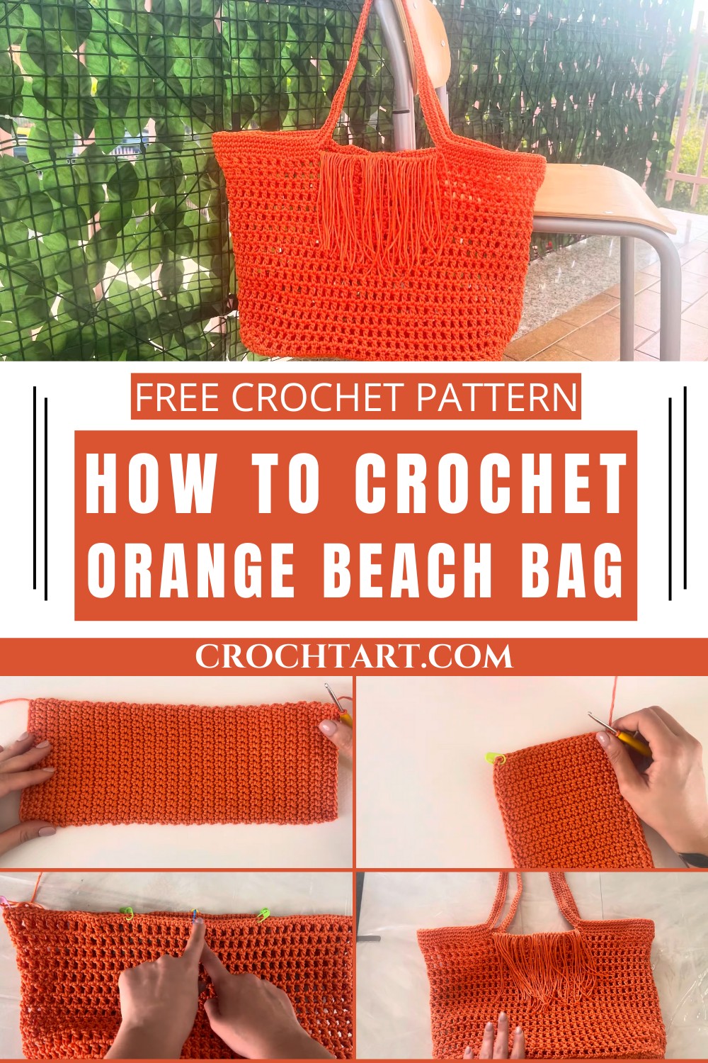 Orange Crochet Beach Bag