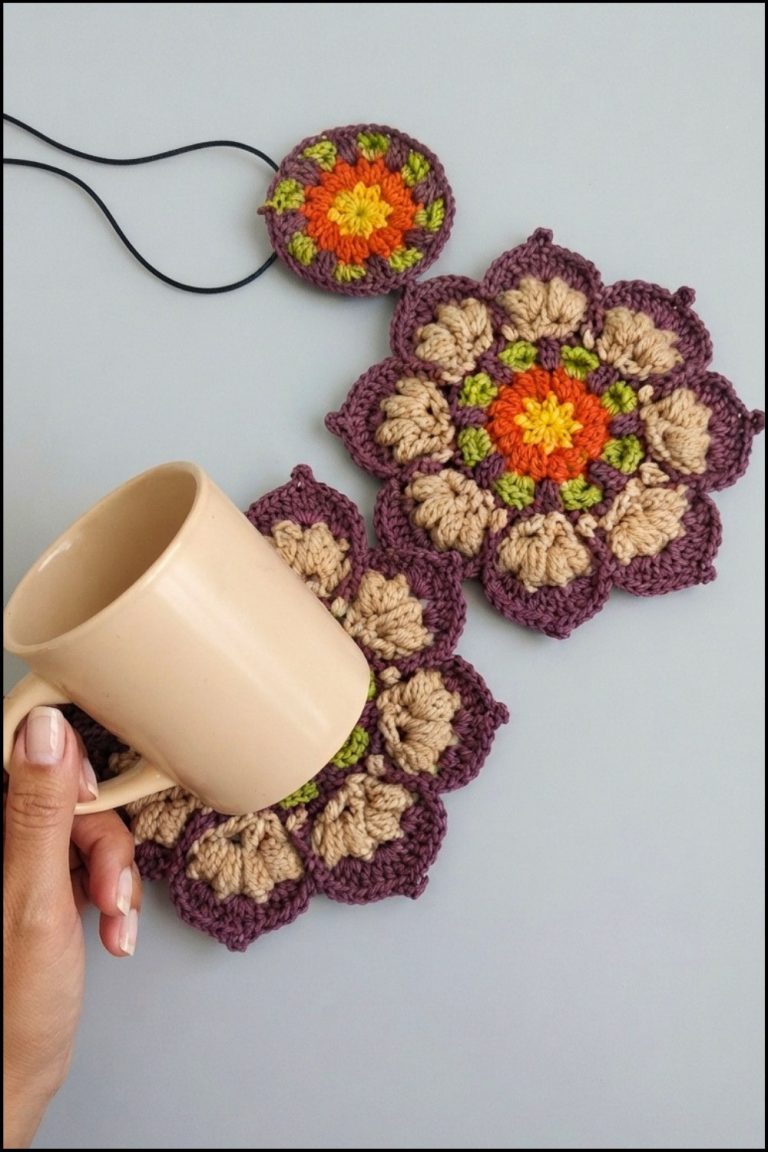 Playful Crochet Mandala Coaster