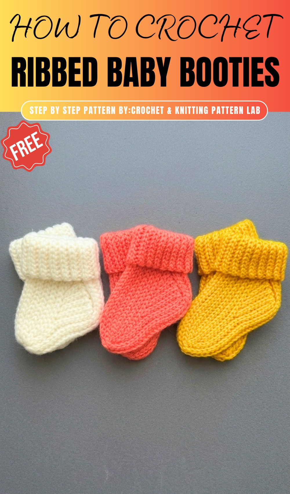 Crochet Ribbed Baby Booties 1