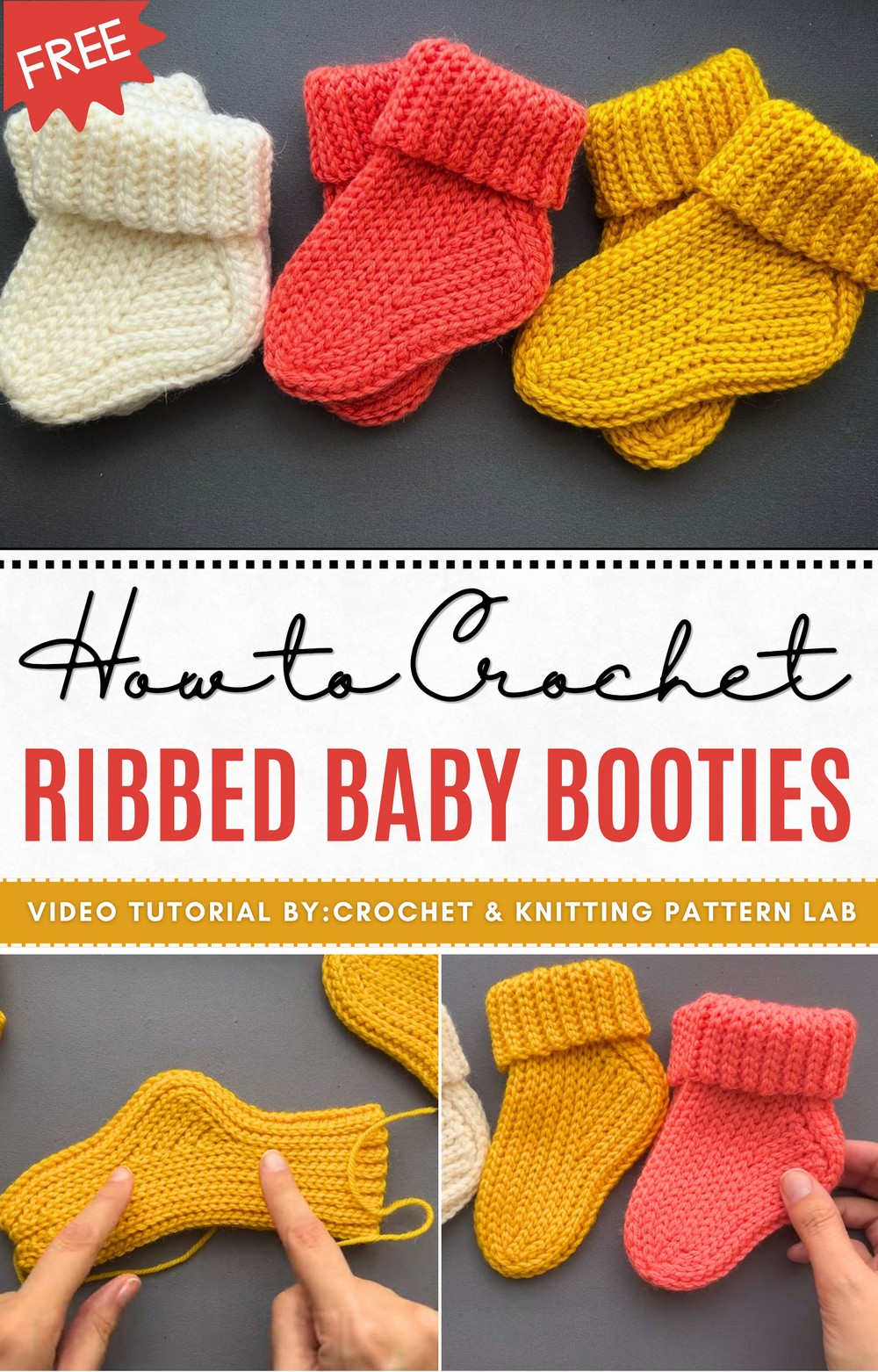 Crochet Ribbed Baby Booties
