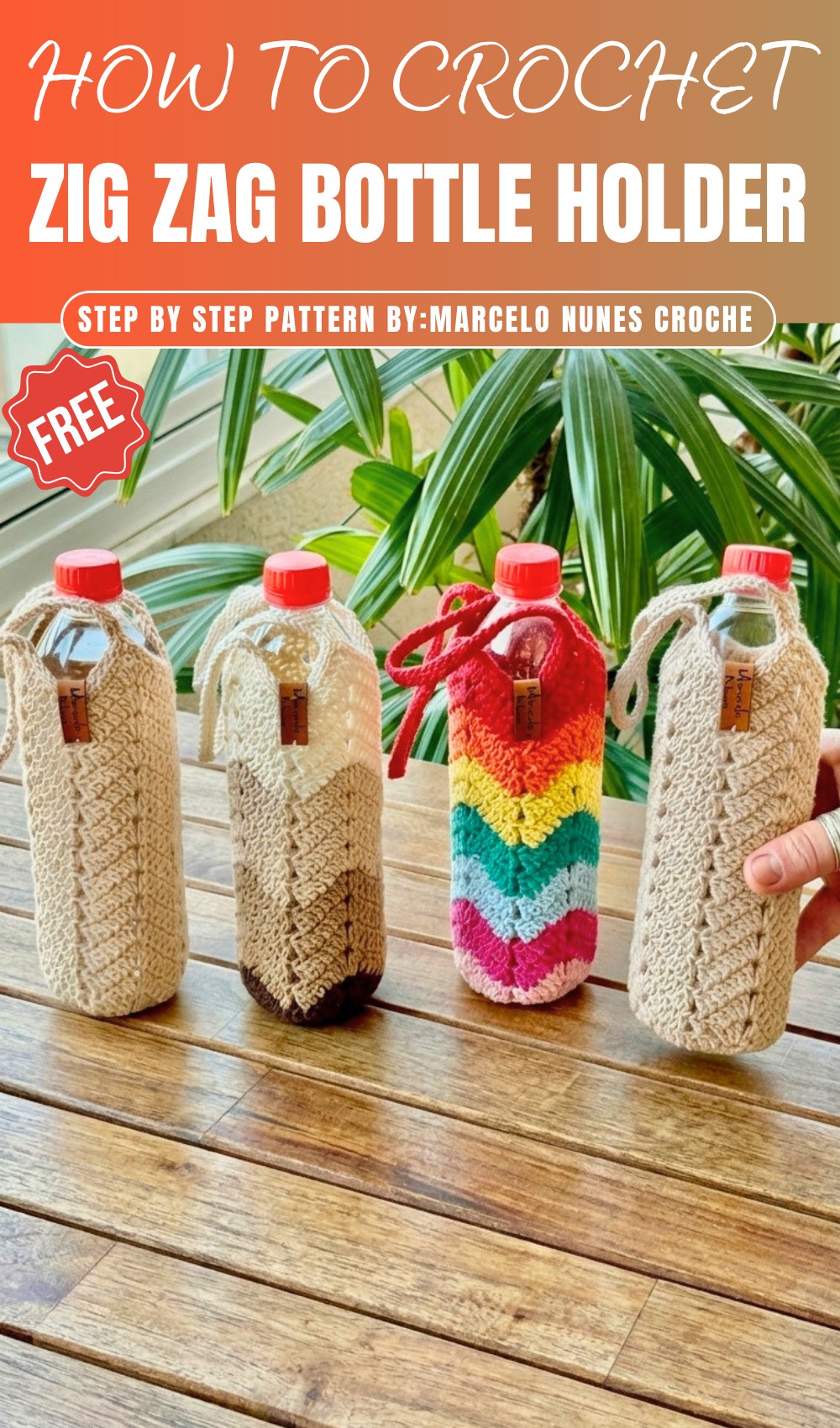 Crochet Zig Zag Bottle Holder 1