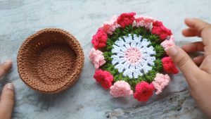 How To Crochet Flower Pot Coaster 1
