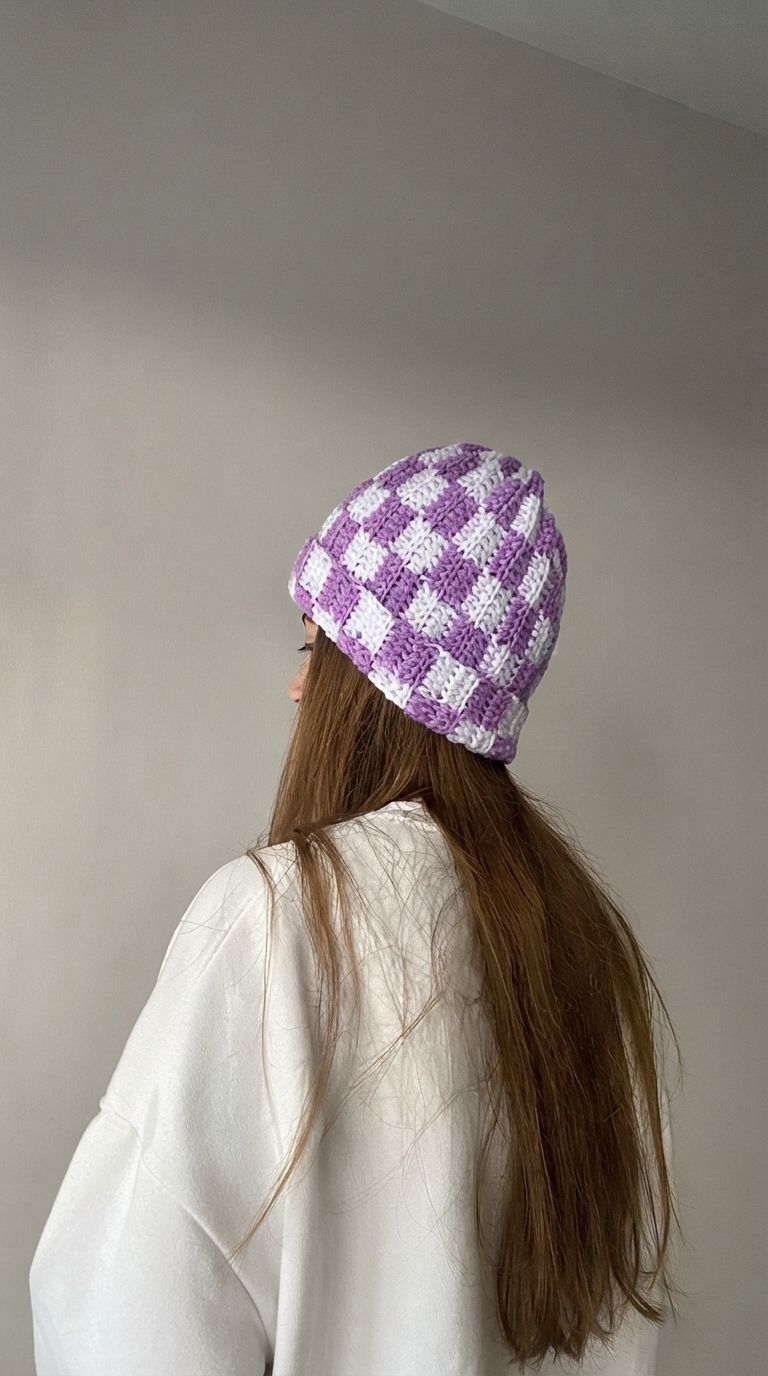 Snug Crochet Checkered Beanie To Beat The Cold