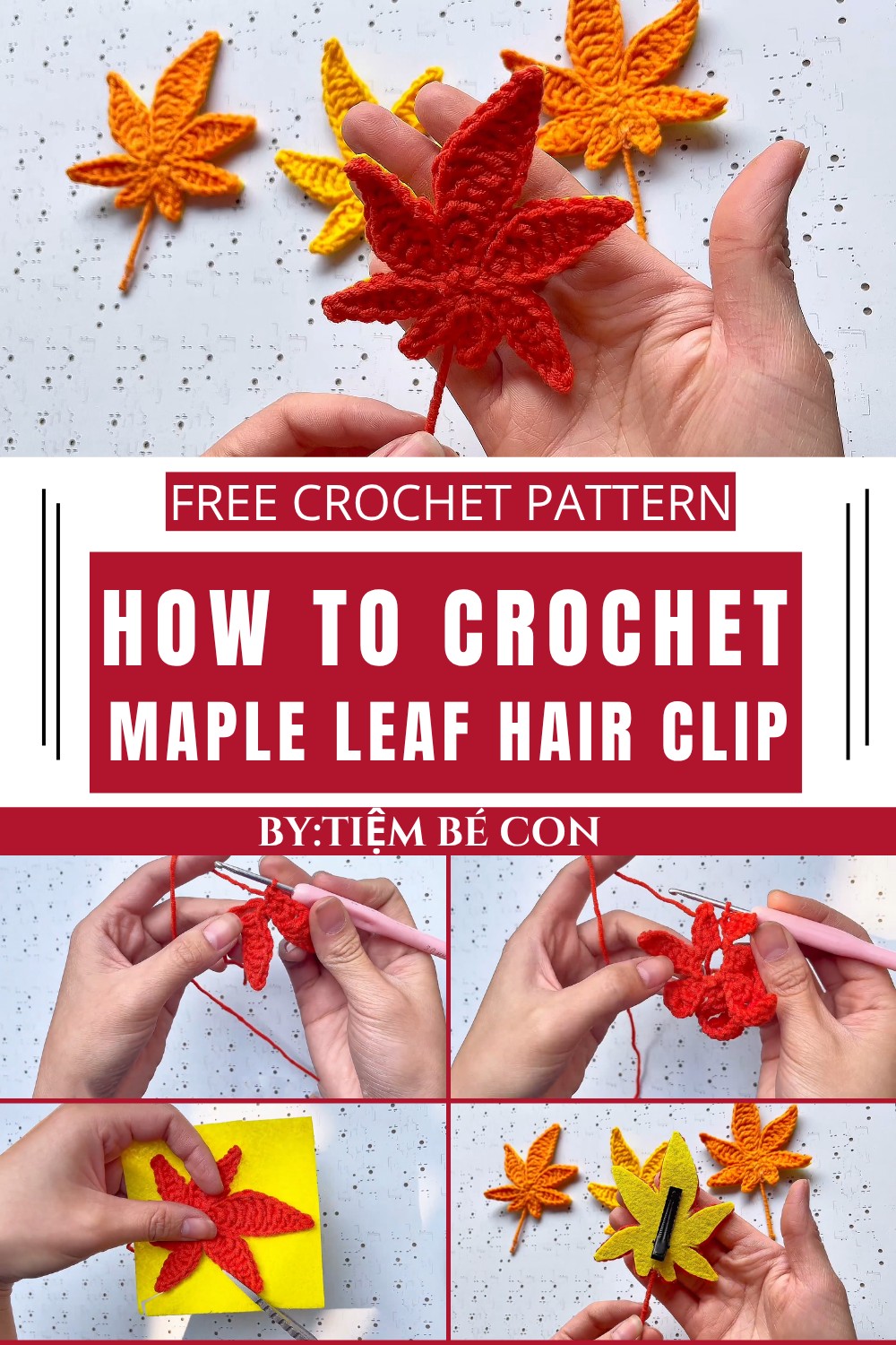 Crochet Maple Leaf Hair Clip