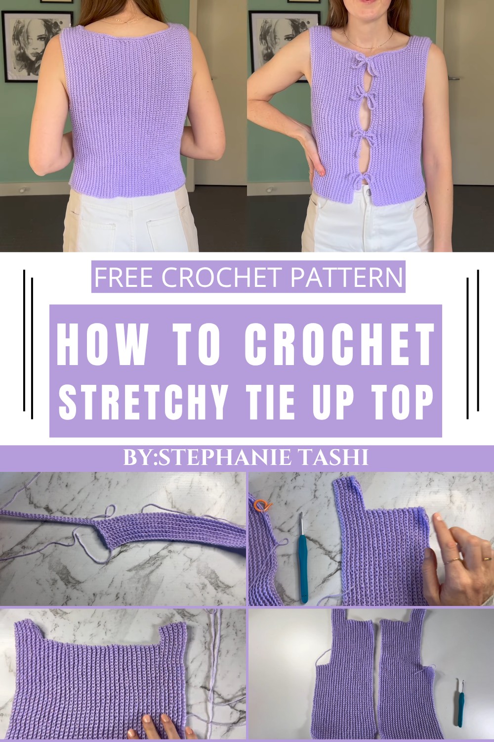 Crochet Stretchy Tie Up Top