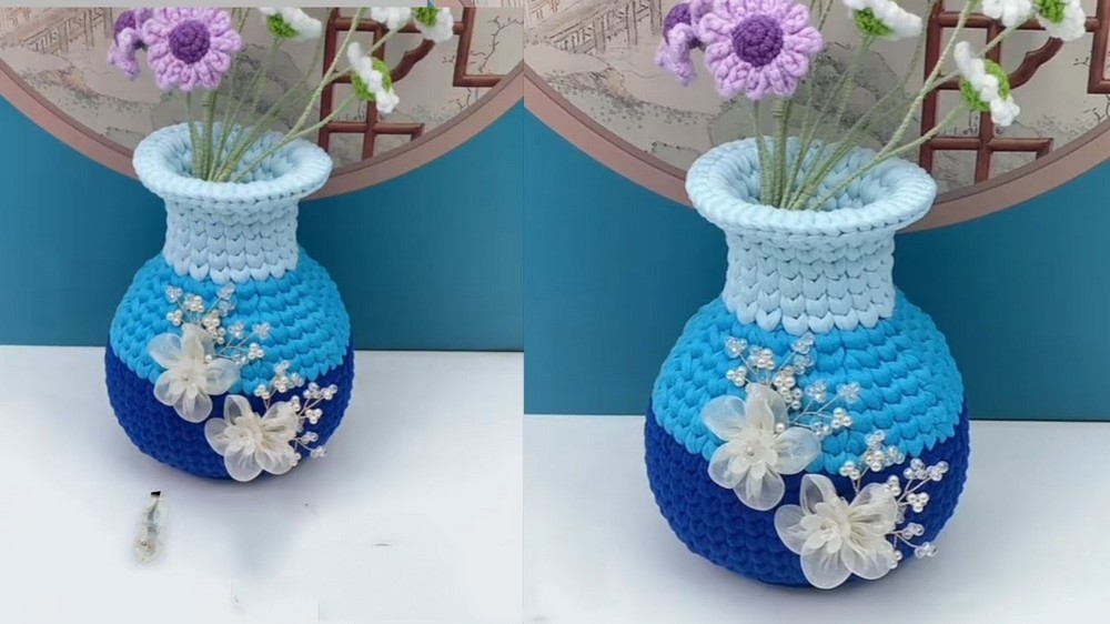 How To Crochet Flower Vasepot 1