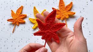 Crochet Maple Leaf Hair Clip