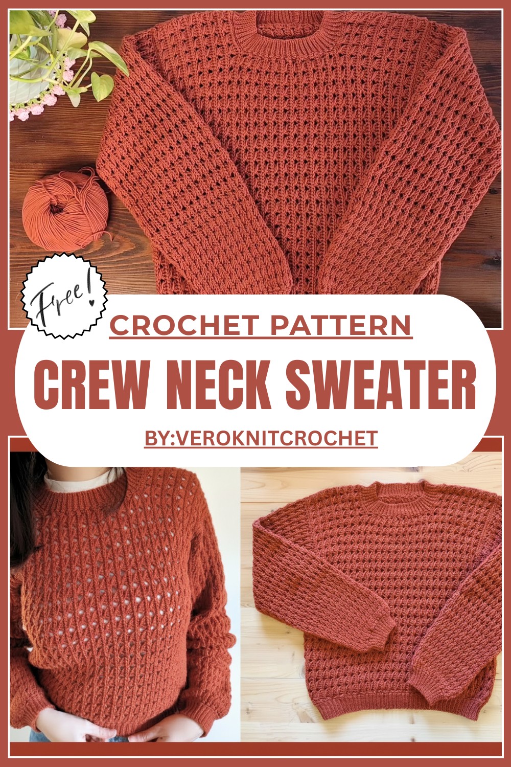 Crochet Crew Neck Sweater
