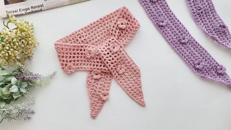Crochet Flower Scarf Pattern 2