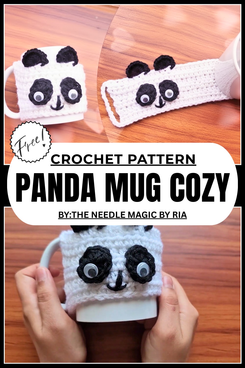 Crochet Panda Mug Cozy Tutorial
