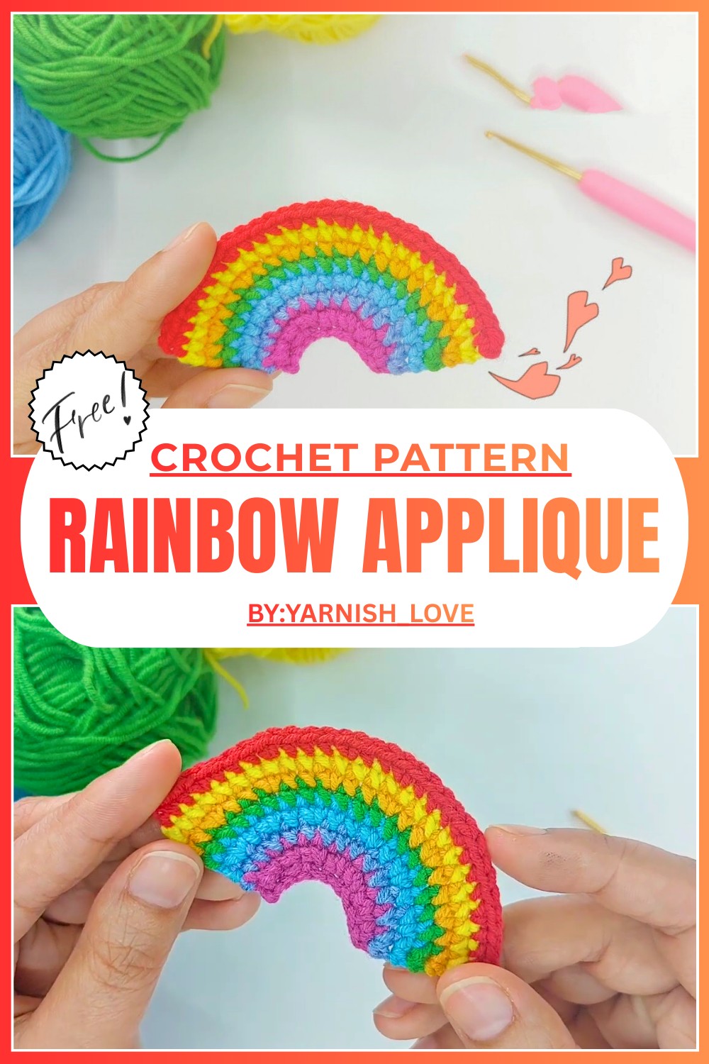 Crochet Rainbow Applique Pattern