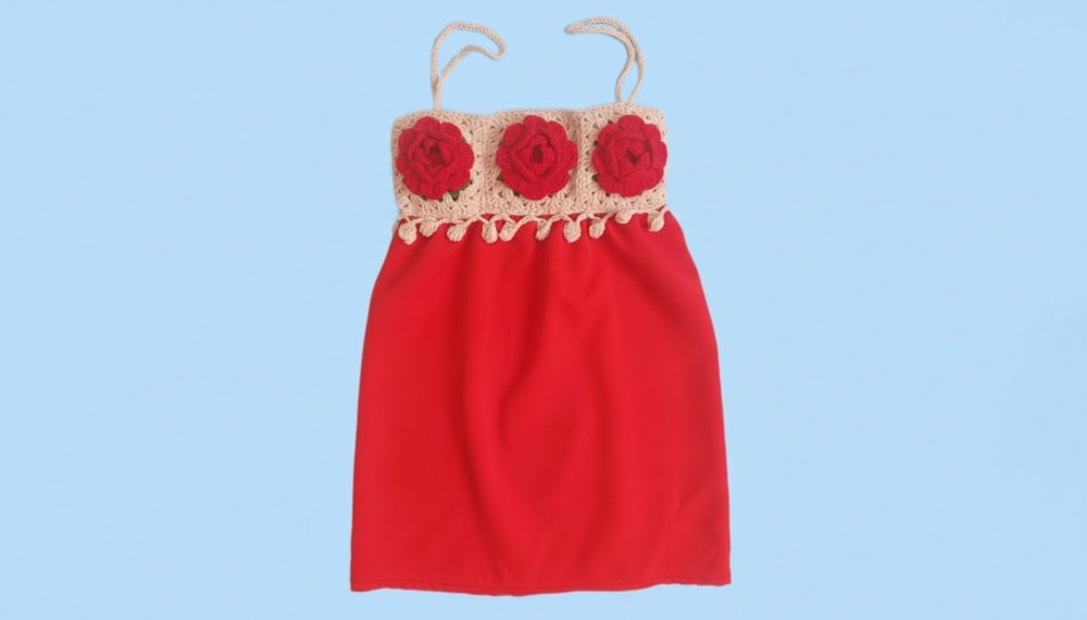 Crochet Rose Granny Square Dress 13