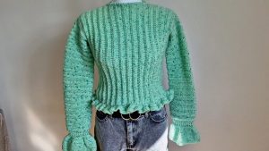 Crochet Ruffled Sweater Pattern 1