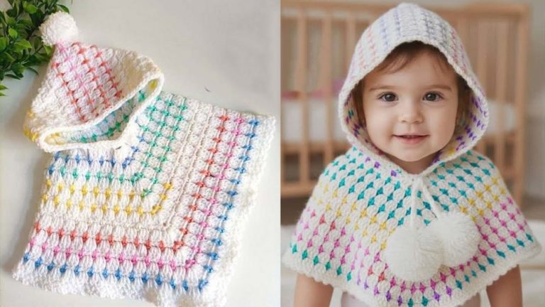 Easy Crochet Baby Poncho Pattern 1