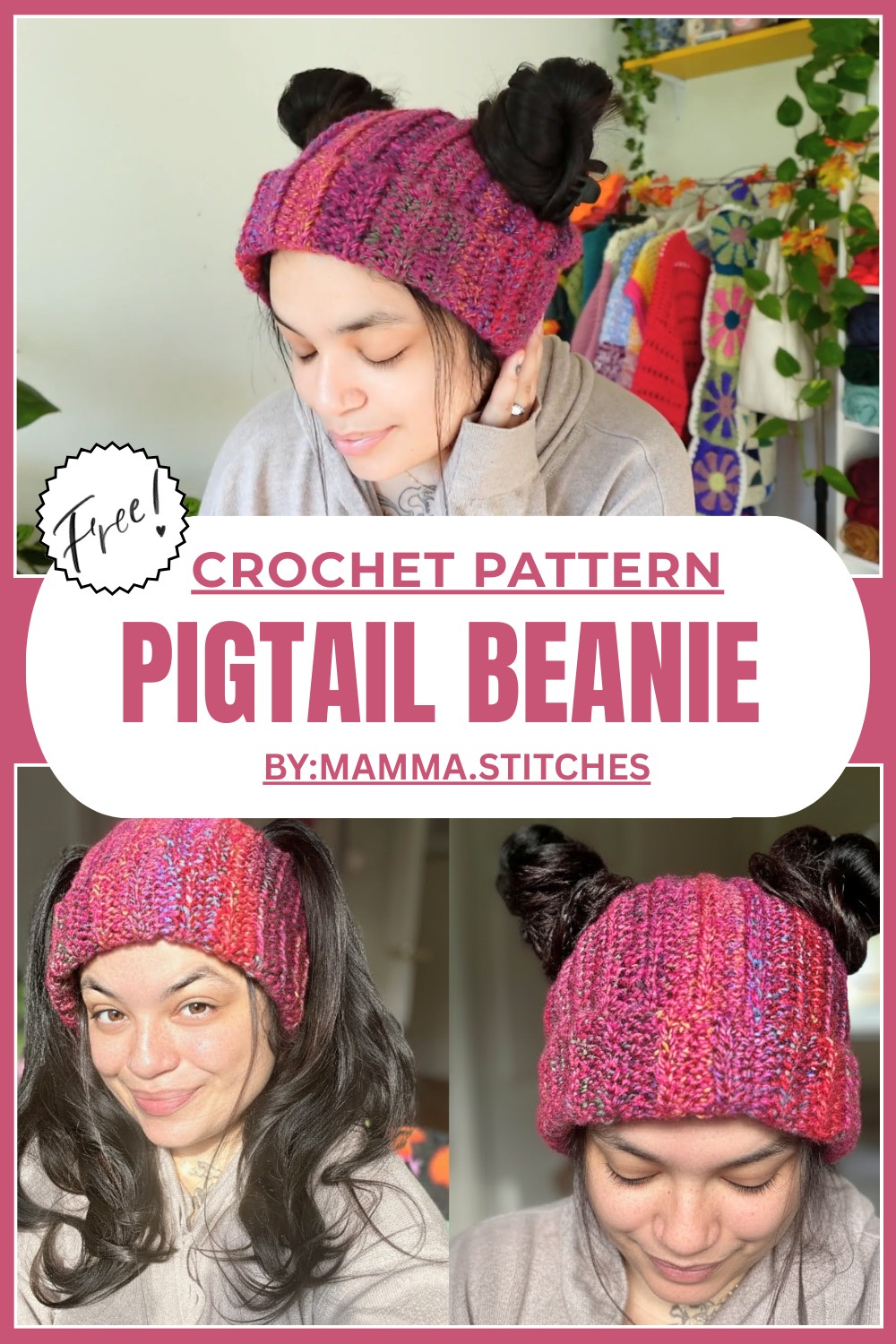 Easy Crochet Pigtail Beanie Tutorial