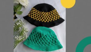 Crochet Diamond Stitch Bucket Hat 1