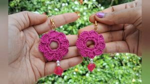 Crochet Flowers Earrings Pattern 3