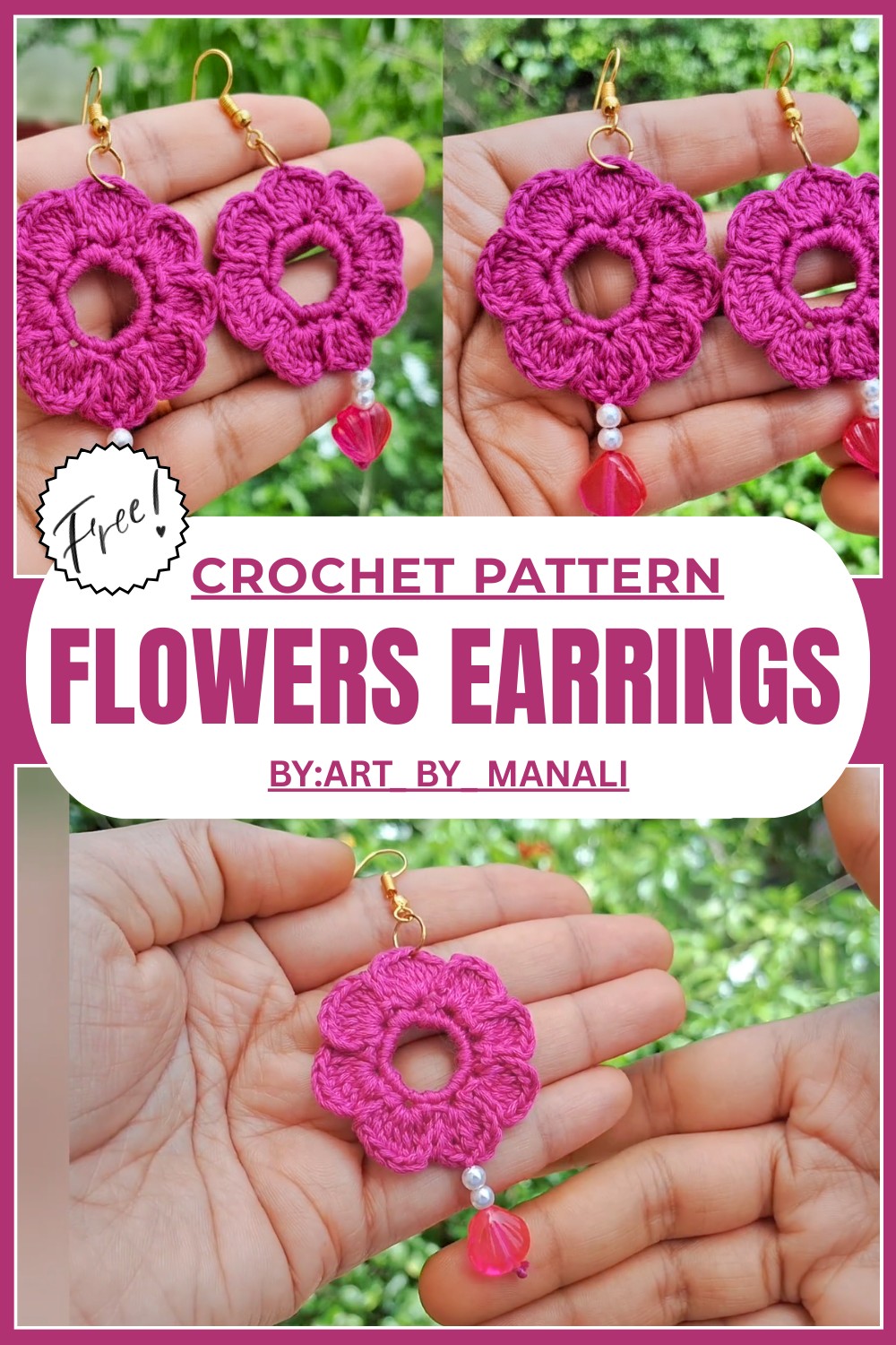 Crochet Flowers Earrings Pattern