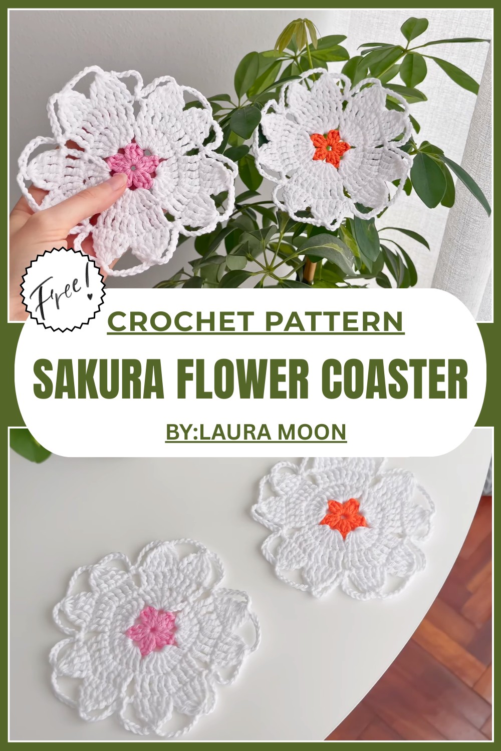 Crochet Sakura Flower Coaster