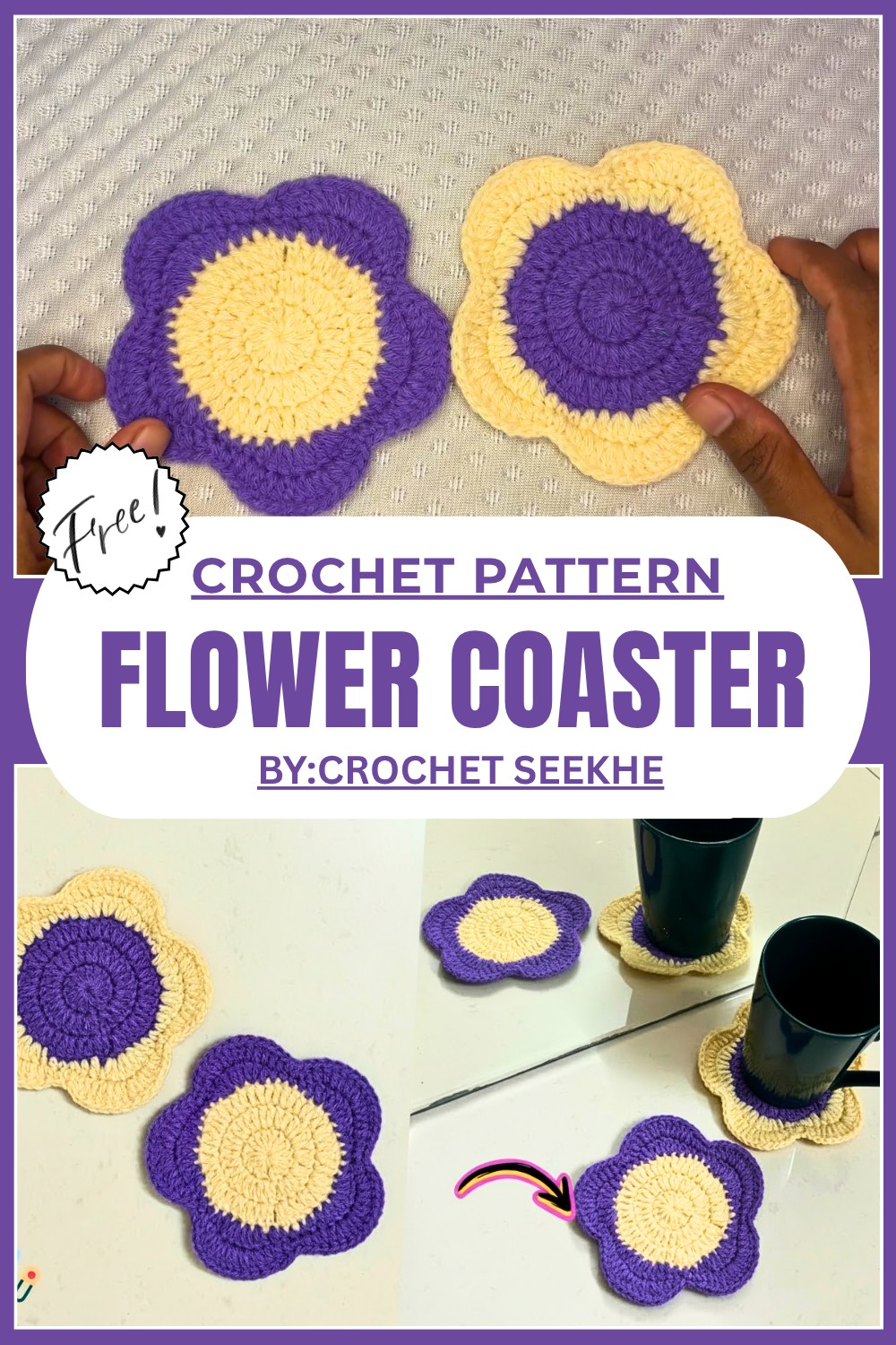 Quick And Easy Crochet Flower Coaster