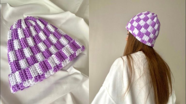 Best Crochet Checkered Beanie Pattern For Bold Winter Looks
