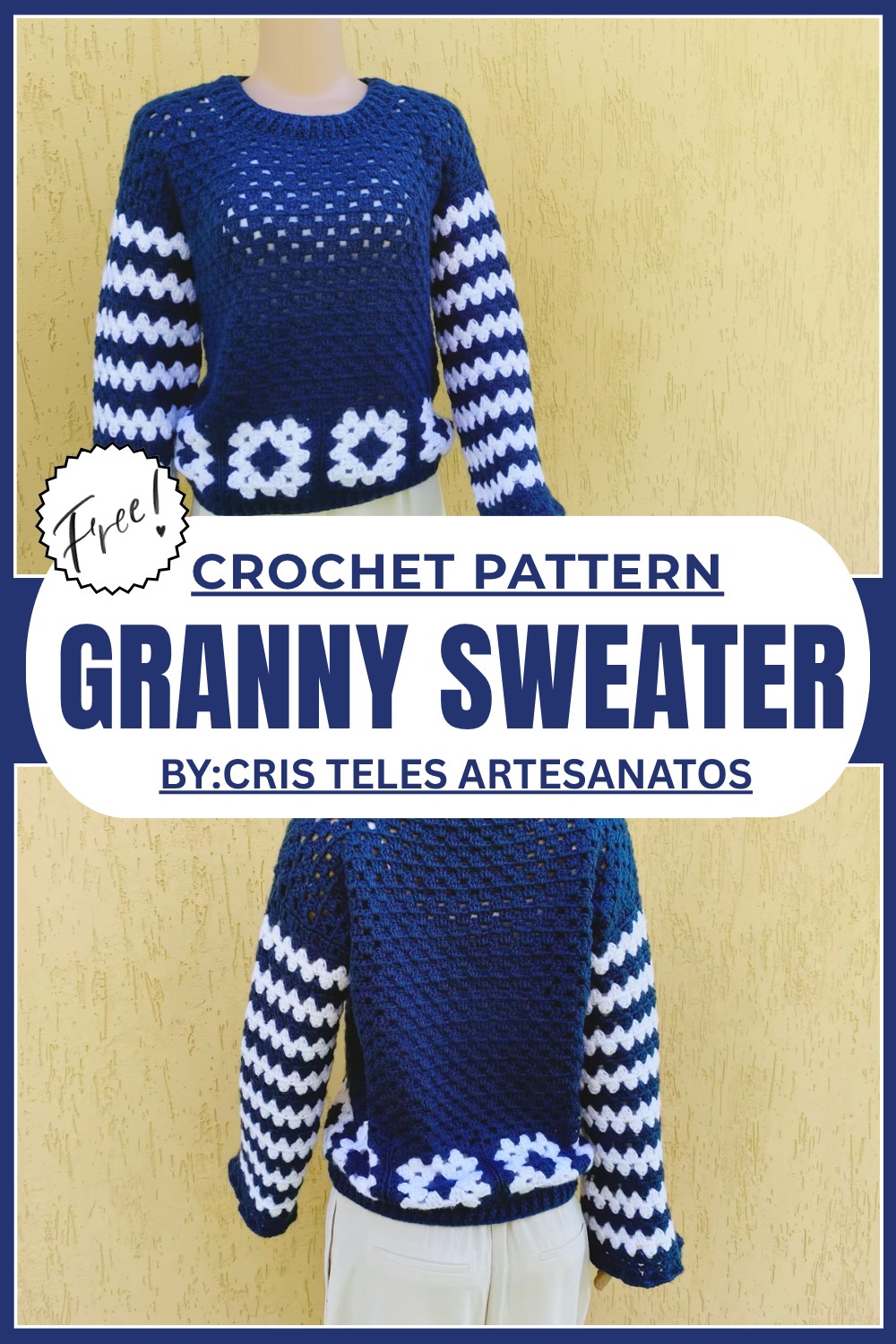 Crochet Granny Blue Sweater Pattern