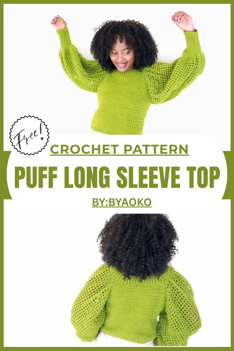 Use This Trendy Free Crochet Puff Long Sleeve Top Pattern to Upgrade ...