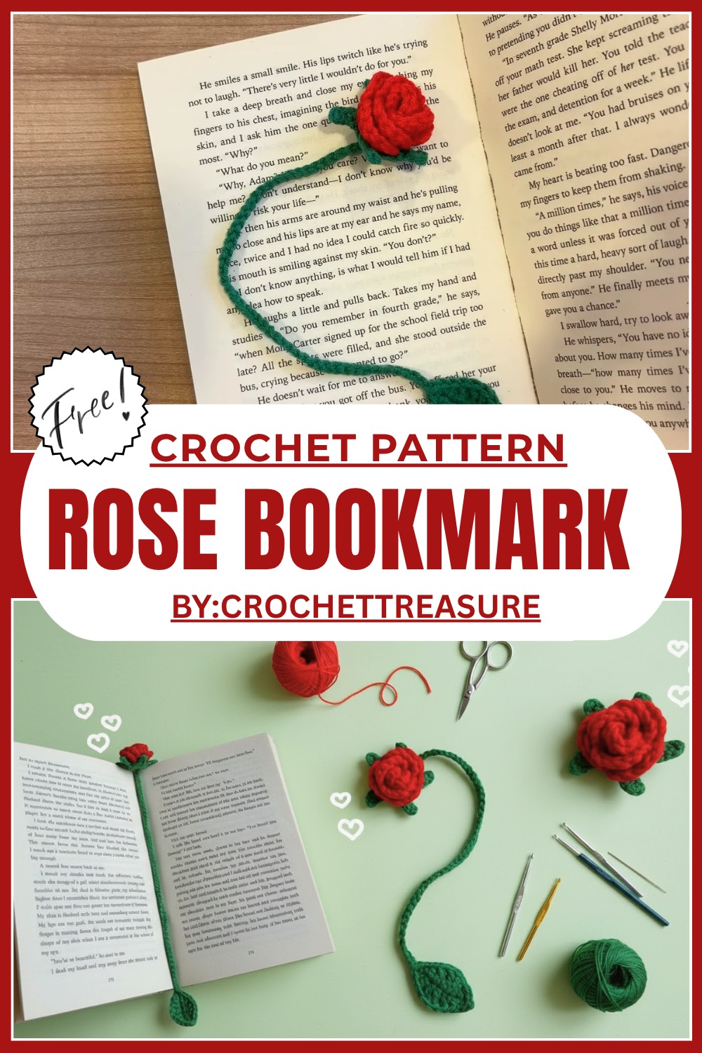 Crochet Rose Bookmark Pattern
