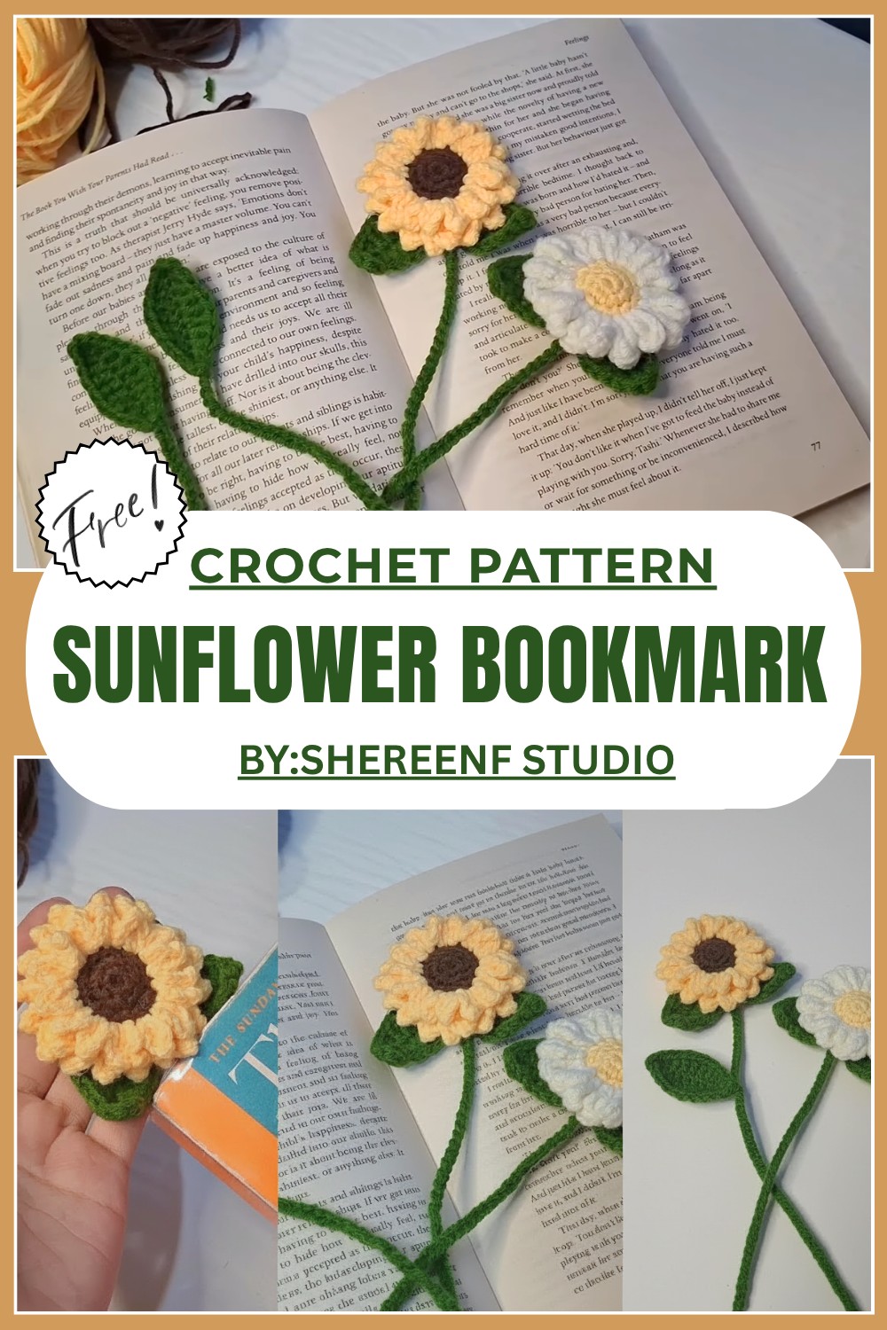Crochet Sunflower And Daisy Bookmark Tutorial