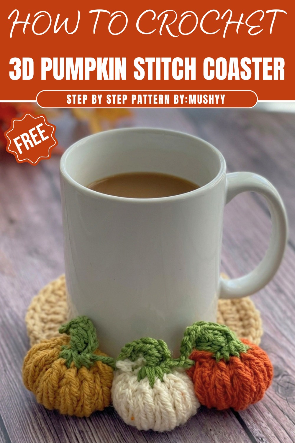 Crochet 3d Pumpkin Stitch Coaster Pattern