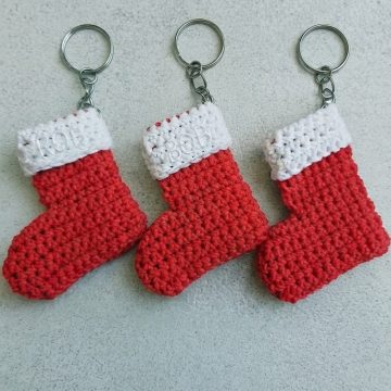 Crochet Christmas Stocking Keychain 2