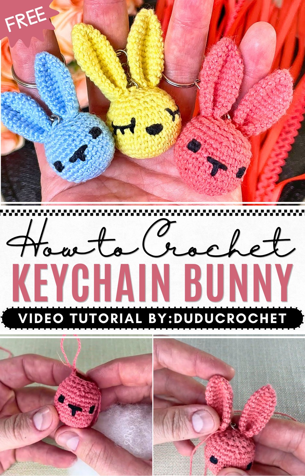 Crochet Keychain Bunny Pattern